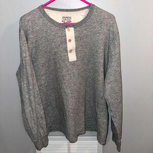 Lucky Brand Gray Long Sleeve Heavy Duty Henley - Size Large